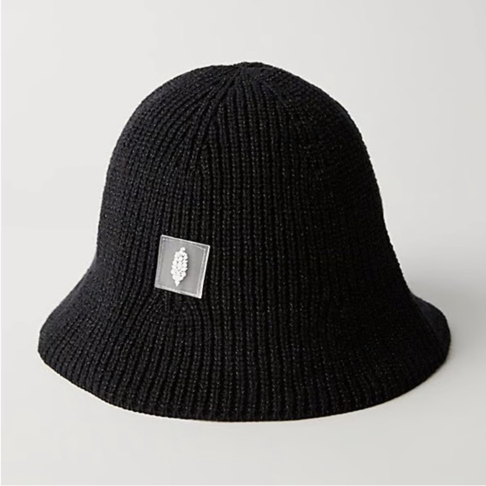 Free People Reflective Bell Beanie Hat Black
